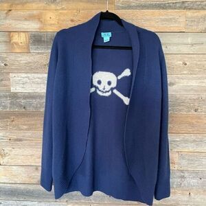 Two Bees Cashmere 100% Cashmere Blue Open Front Cardigan Sweater Women’s Size S